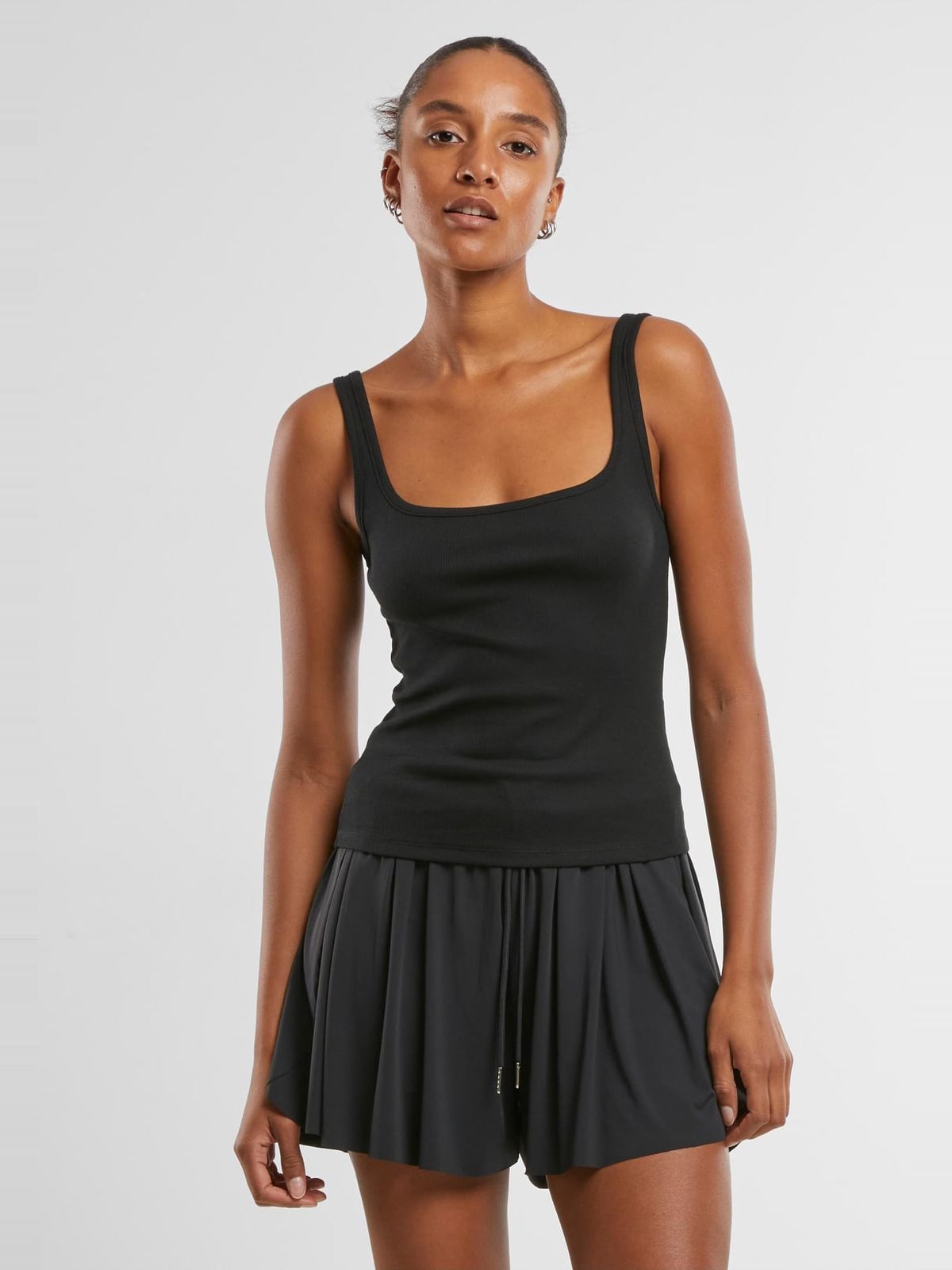 Γυναικείο αμάνικο top Ladies Wide Neck Rib Top 2-Pack με τετράγωνη λαιμόκοψη TB7513A-03102 Urban Classics black+white