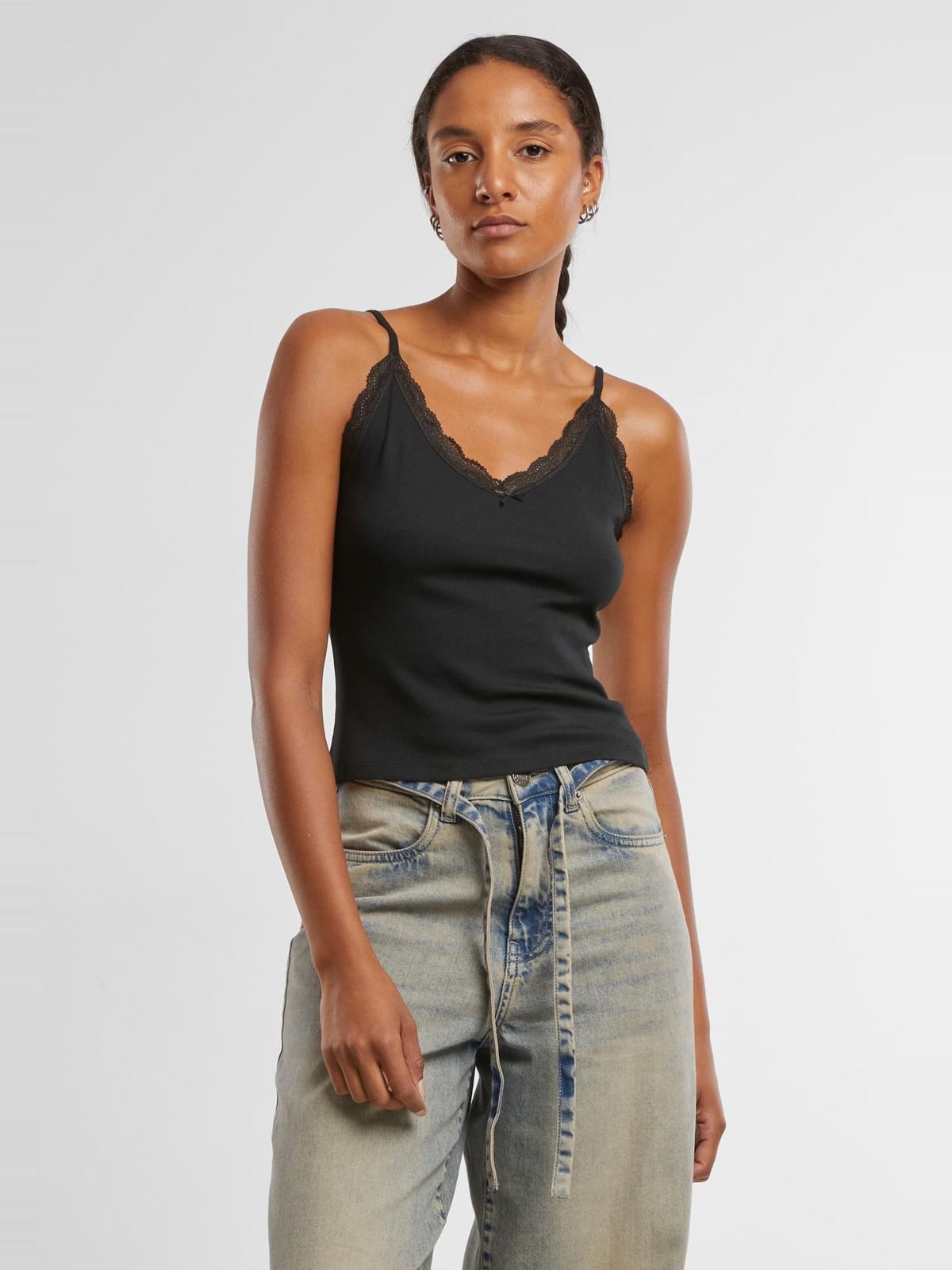 Γυναικείο τοπ V-Neck Lace Top 2-Pack με λεπτομέρεια δαντέλας TB7514A-03169 Urban Classics black+black