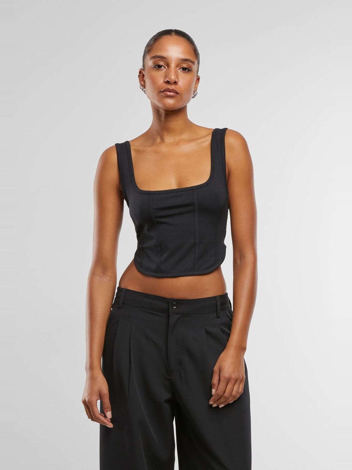 Γυναικεία μπλούζα Jersey Corsage Top με κλασικό σχέδιο κορσέ TB7534-00007 Urban Classics black