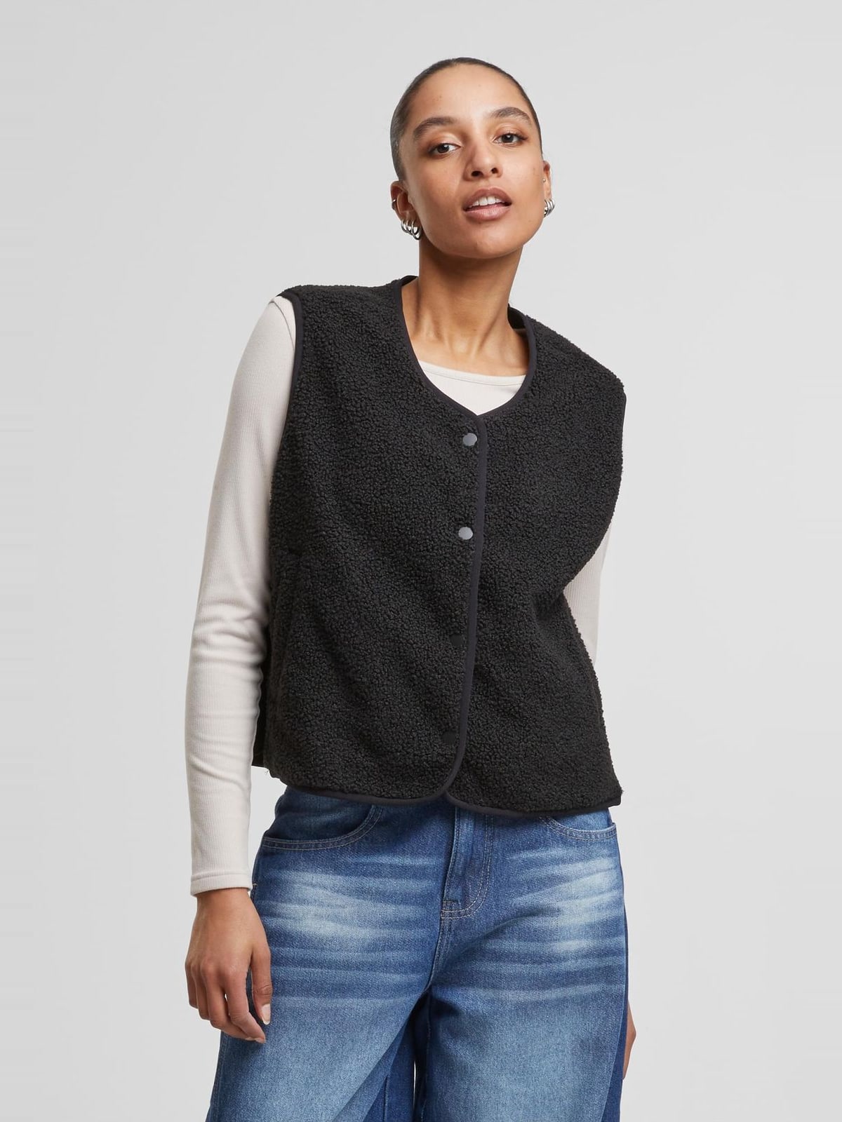 Γυναικείο γιλέκο Buttoned Teddy Vest με κουμπιά TB8011-00007 Urban Classics black