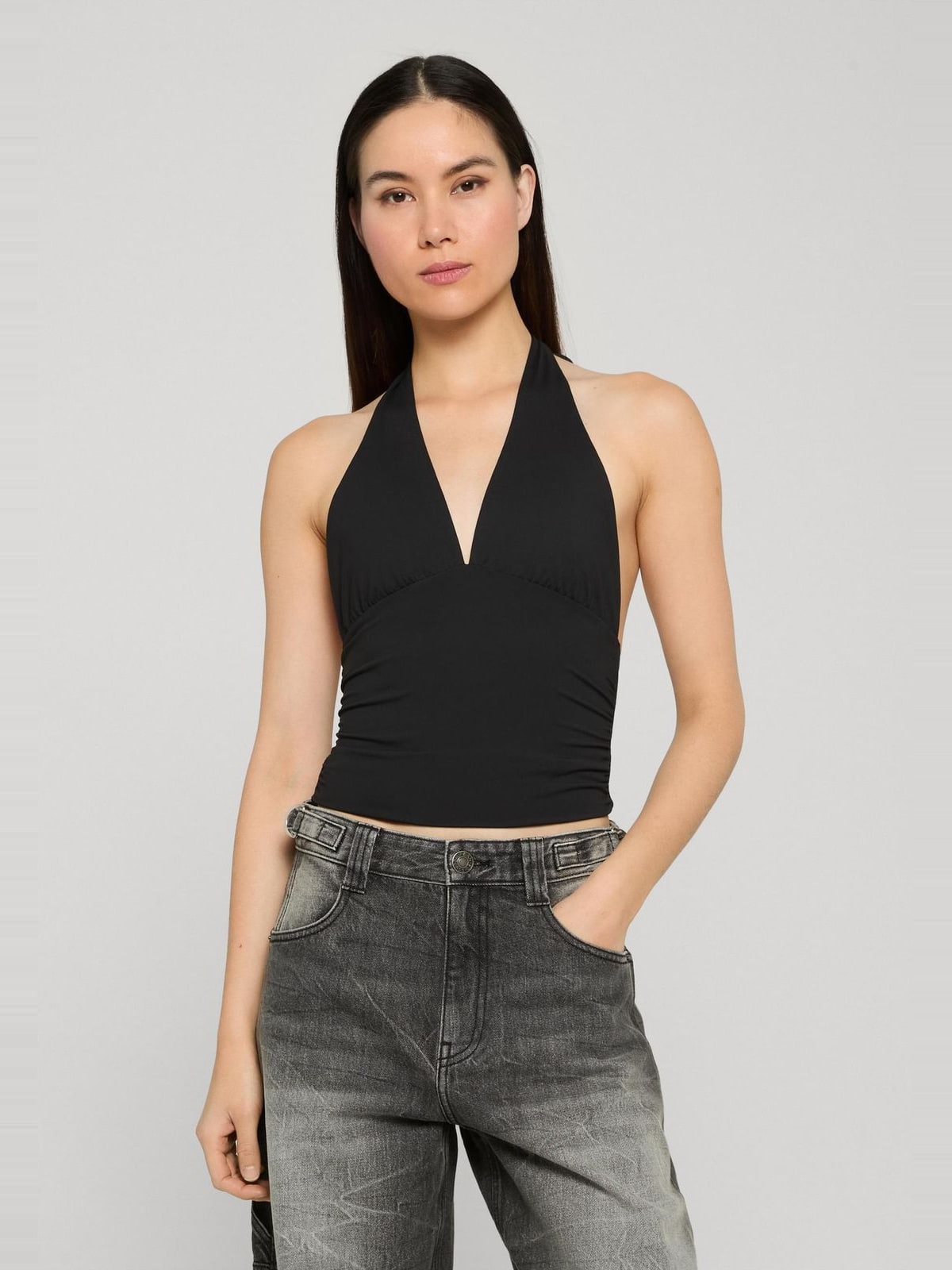 Γυναικείο Halter Top Polyamide Jersey με βαθύ ντεκολτέ TB8354-00007 Urban Classics black