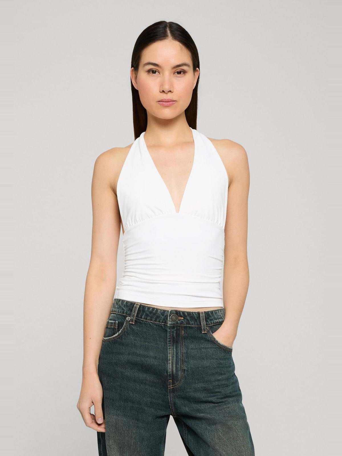 Γυναικείο Halter Top Polyamide Jersey με βαθύ ντεκολτέ TB8354-00220 Urban Classics white