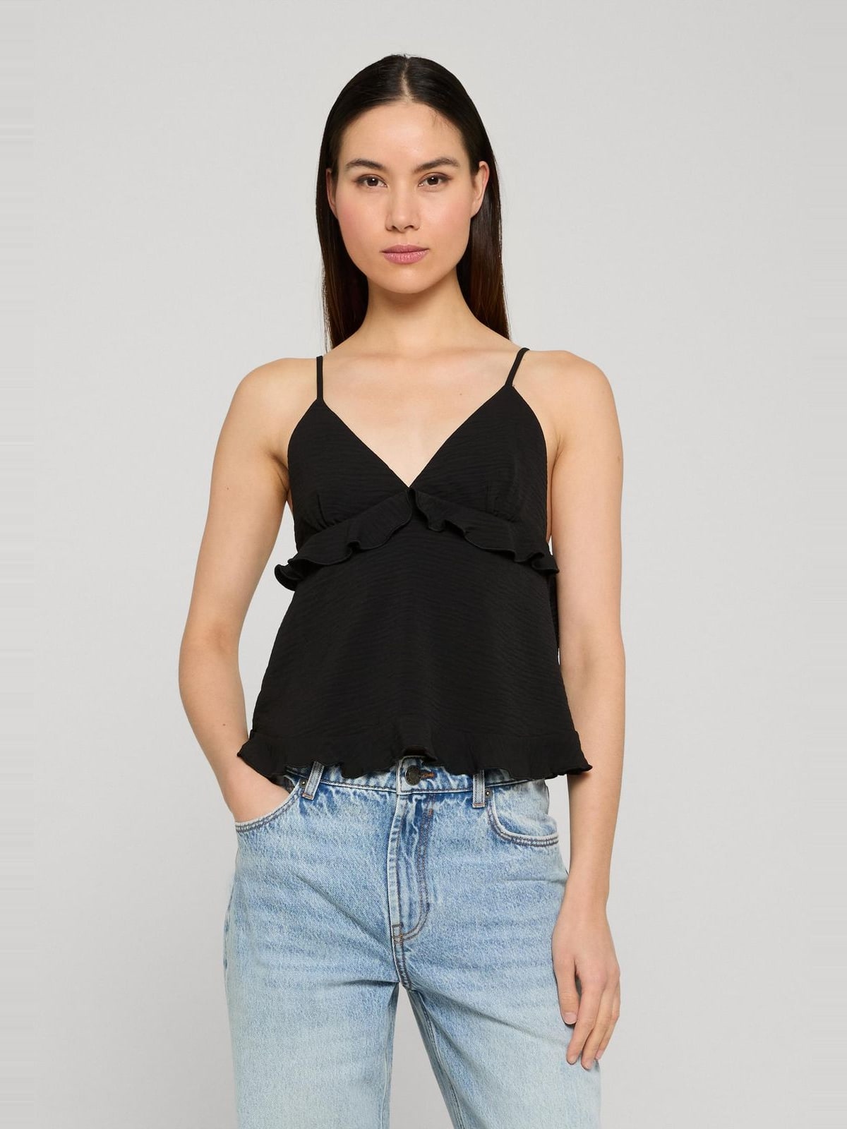 Γυναικεία μπλούζα Cami Top με ριχτό στρίφωμα TB8379-00007 Urban Classics black