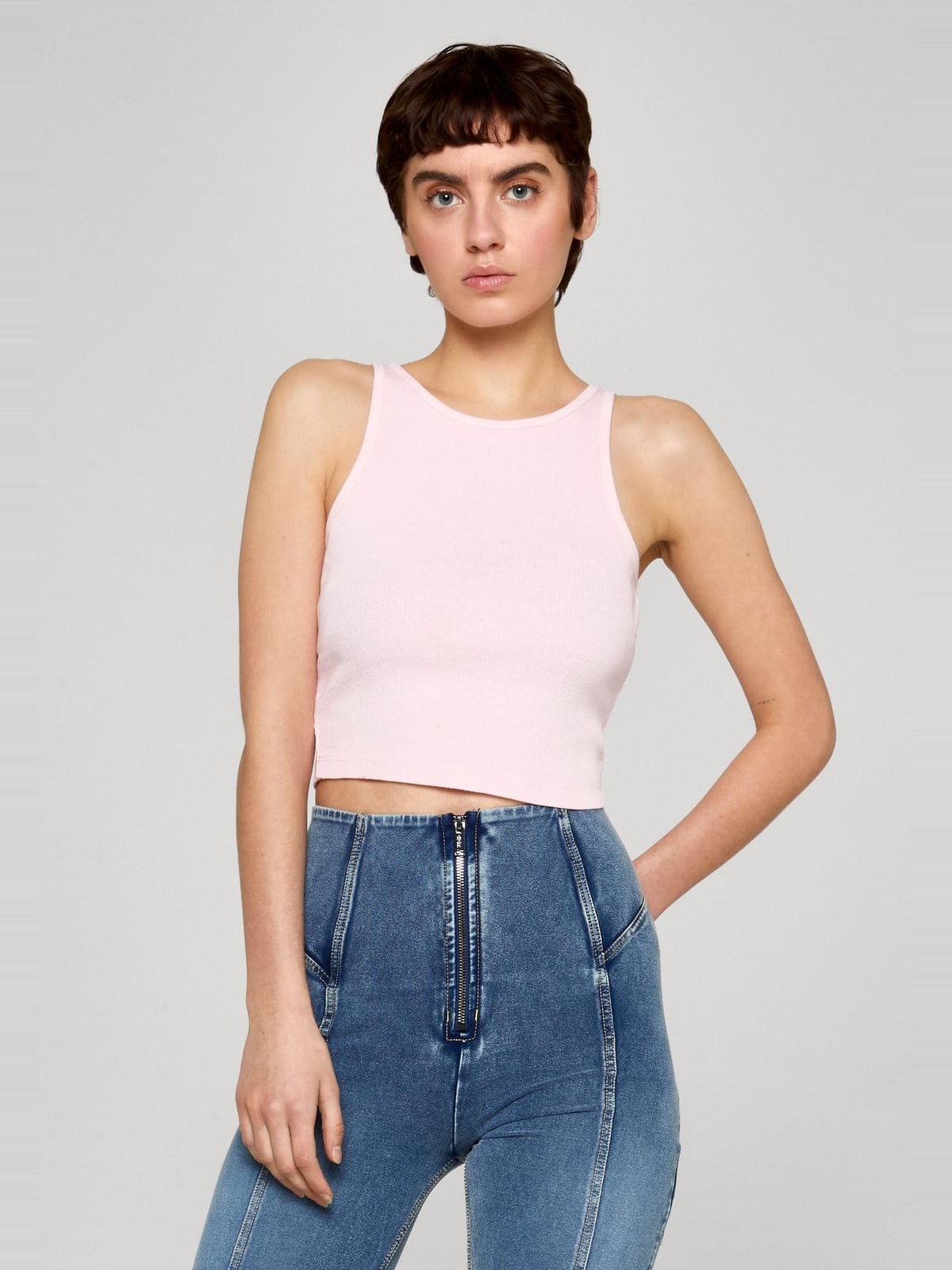 Cropped top 2Pack με λεπτή ριμπ υφή TB7482A-20453 Urban Classics blushedrose