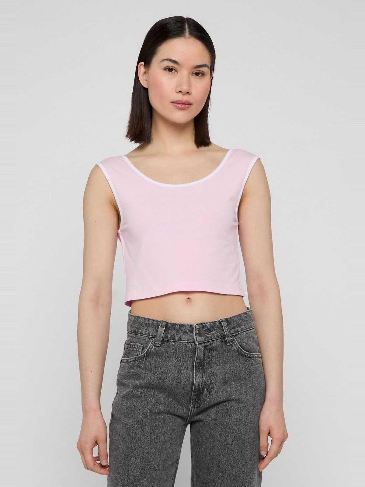 Cropped top Ladies Contrast Cropped Top με slim-fit σιλουέτα TB7486A-20664 Urban Classics blushedrose/white+white/black