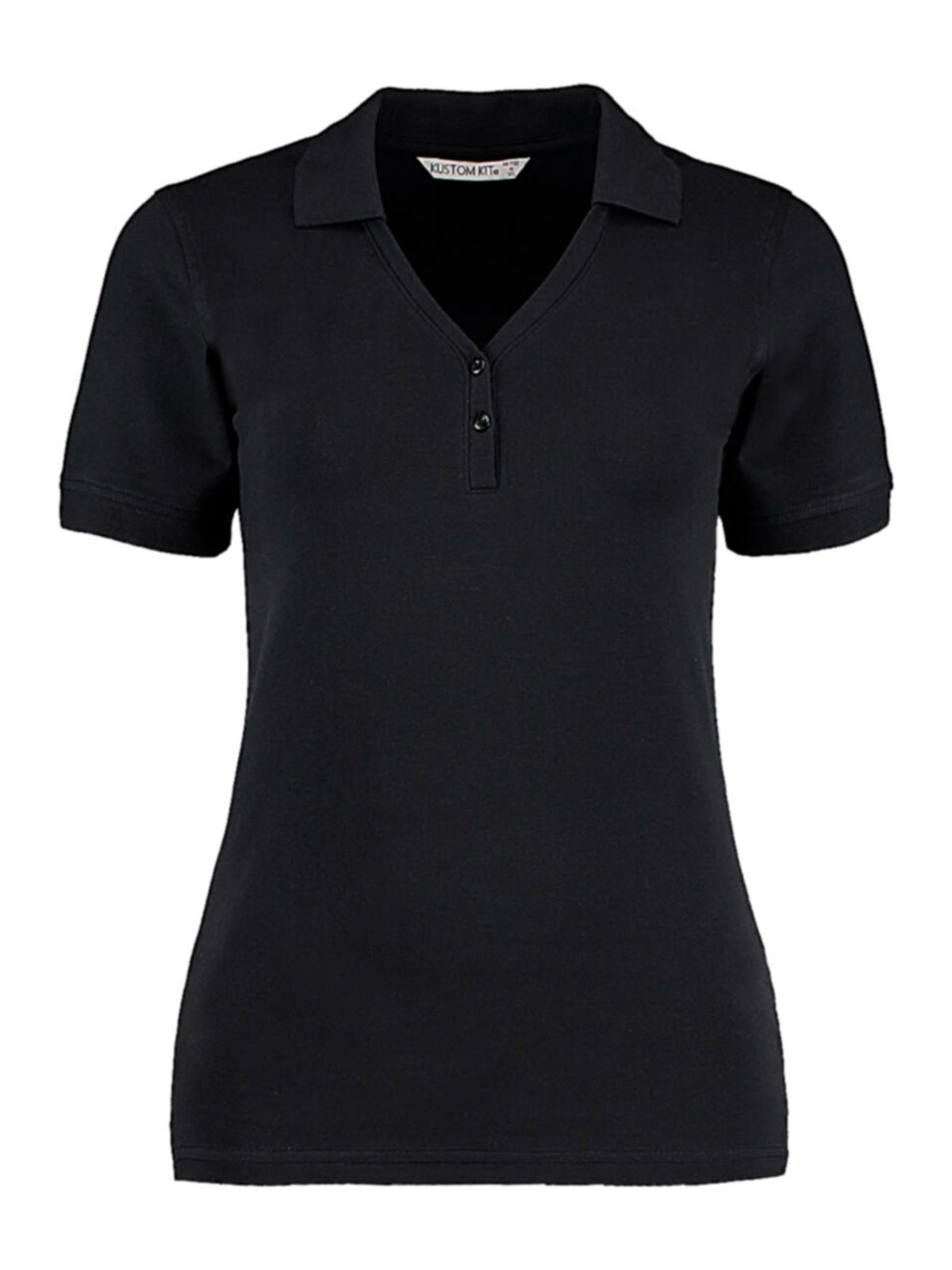 Women's Regular Fit Comfortec® V Neck Polo KK732 Kustom Kit Black