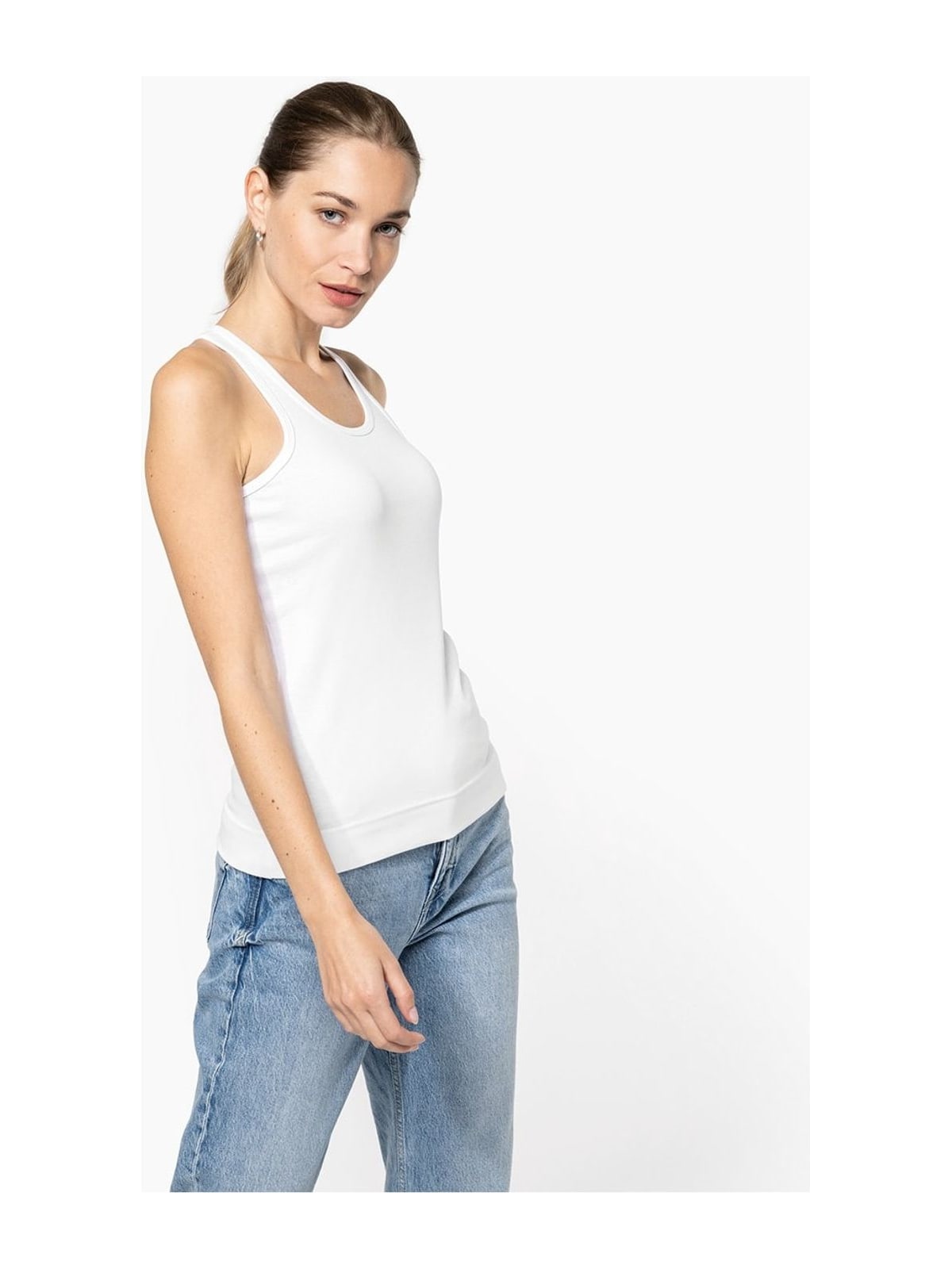 Γυναικείο αμάνικο μπλουζάκι K311 KARIBAN BRANDS White