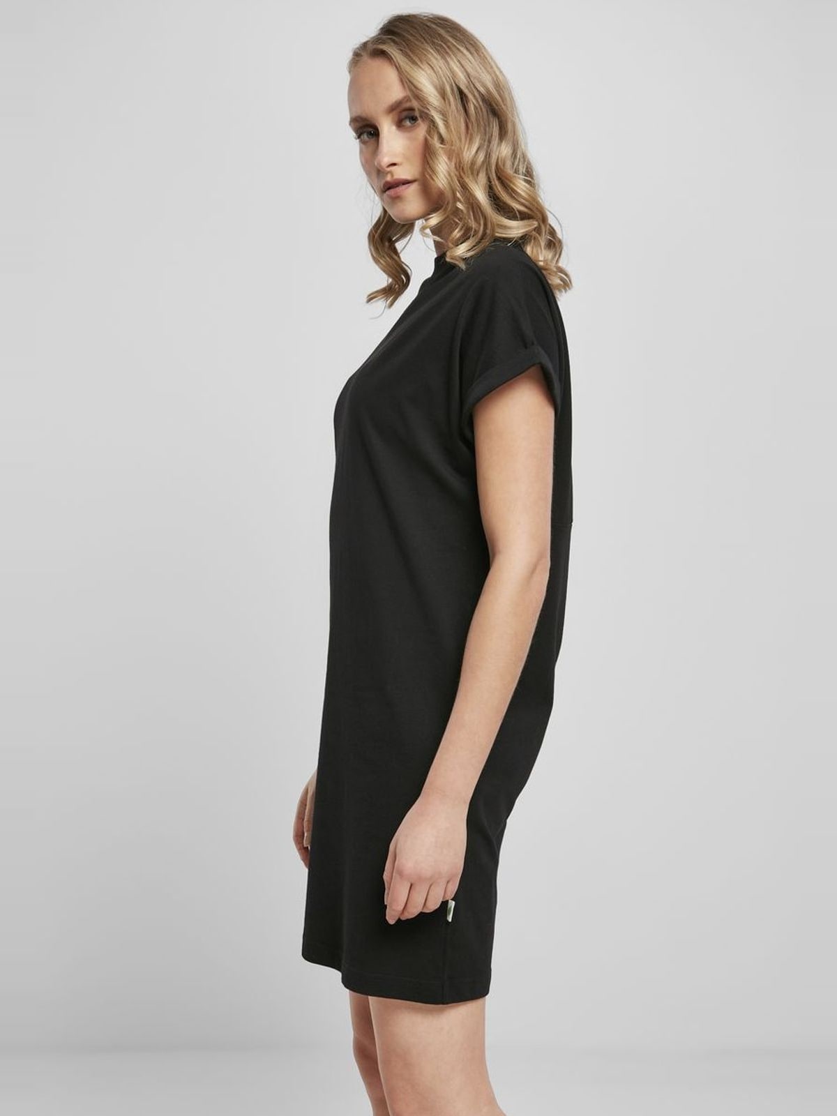Ladies Organic Cotton Cut On Sleeve Tee Dress Urban Classics TB4364 Black
