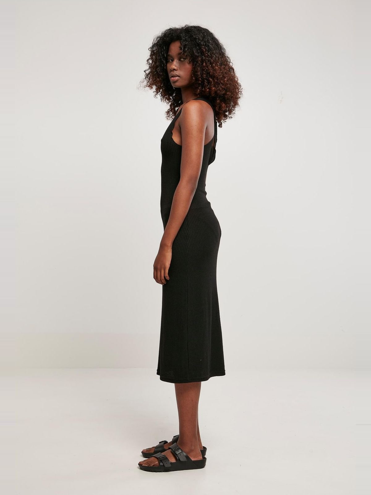 Γυναικείο Midi Αμάνικο Φόρεμα Rib TB4782 Urban Classics Black