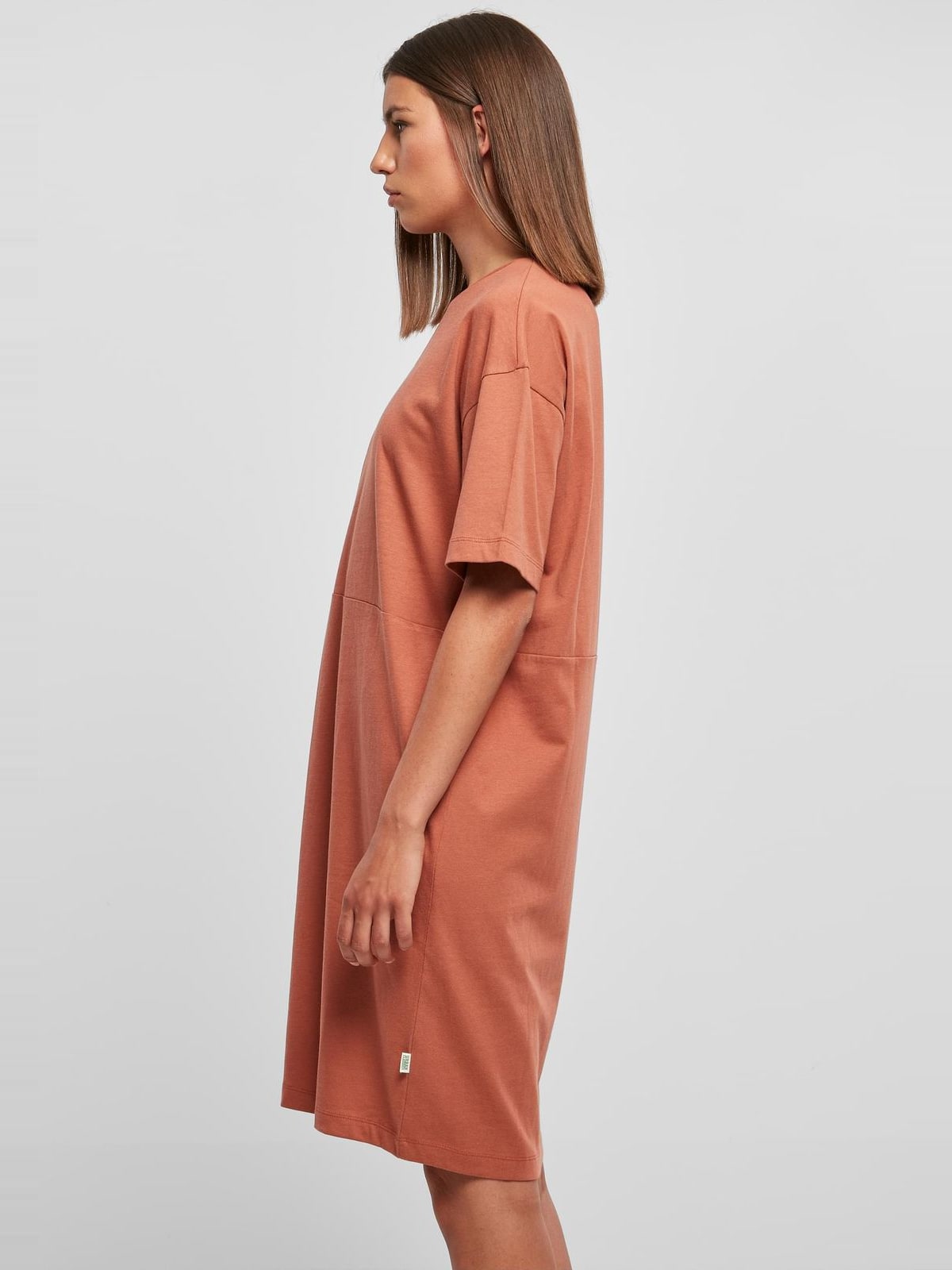 Ladies Organic Oversized Slit Tee Dress Urban Classics TB4091-04420 terracotta