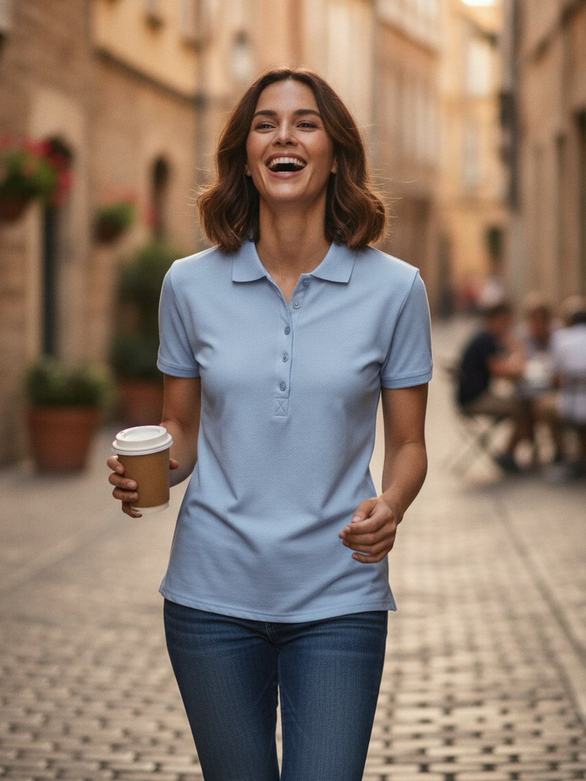 Γυναικεία Μπλούζα Polo 145 Tee Jays Luxury LS Stretch Light Blue