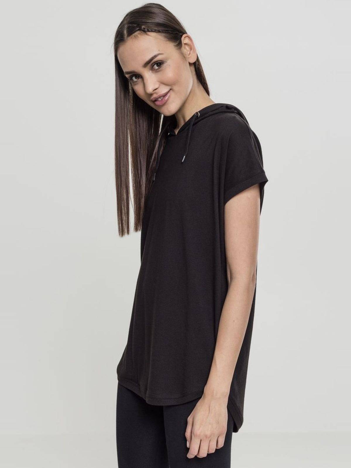 Γυναικείο T-Shirt Jersey Μακρύ με Κουκούλα TB1906 Urban Classics Black
