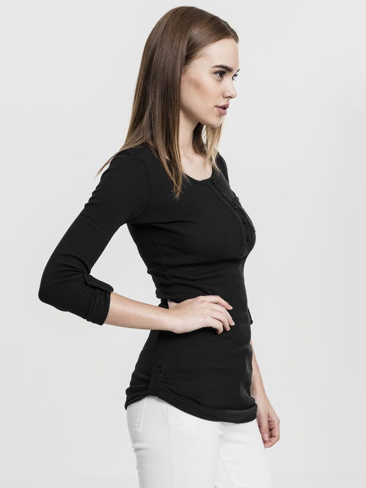 Γυναικείο T-Shirt Long Rib Pocket Turnup Tee Urban Classics TB1297 Black