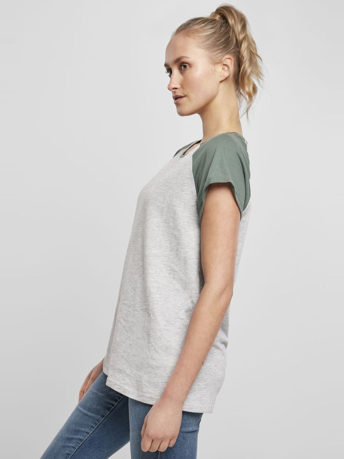 Γυναικείο T-shirt Contrast Raglan TB1913 Urban Classics Light Grey/Pale Leaf