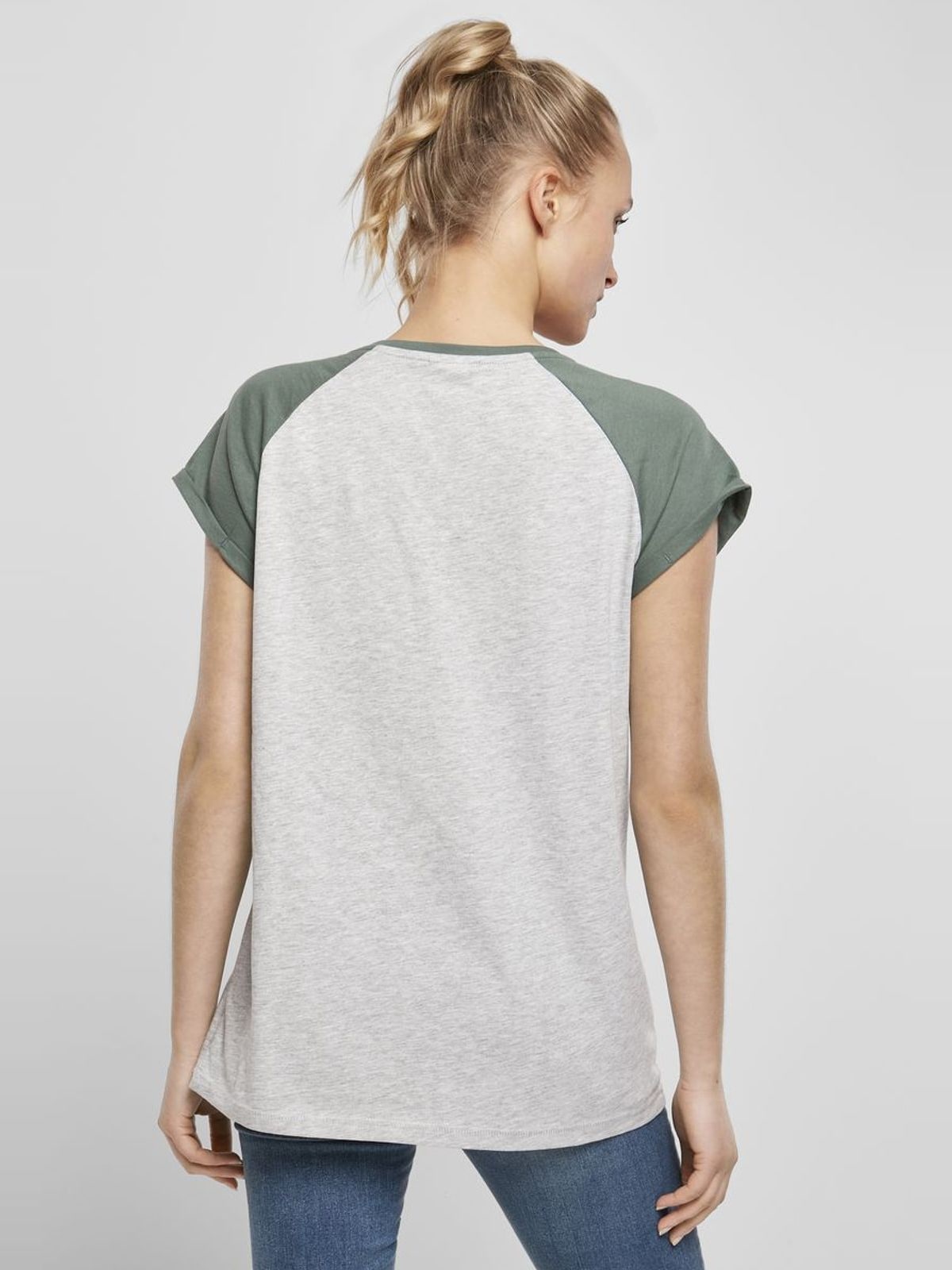 Γυναικείο T-shirt Contrast Raglan TB1913 Urban Classics Light Grey/Pale Leaf