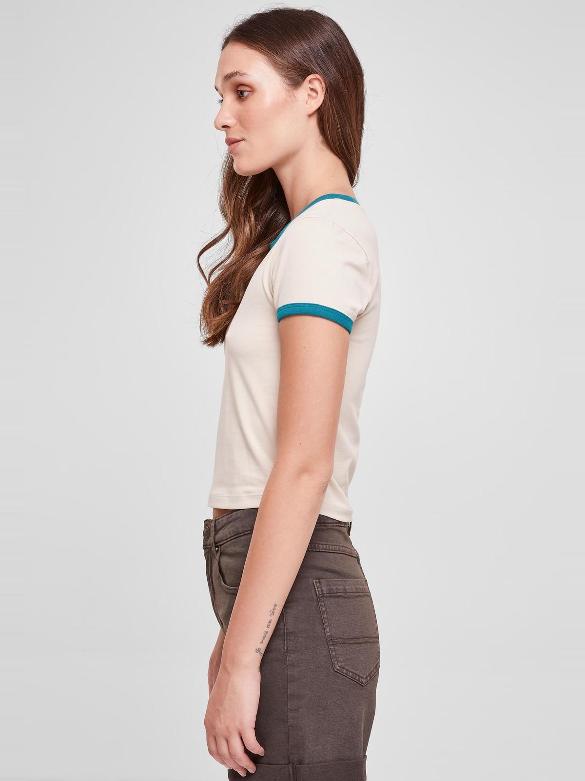 Ladies Stretch Jersey Cropped Tee Urban Classics TB5976-04432 softseagrass/watergreen