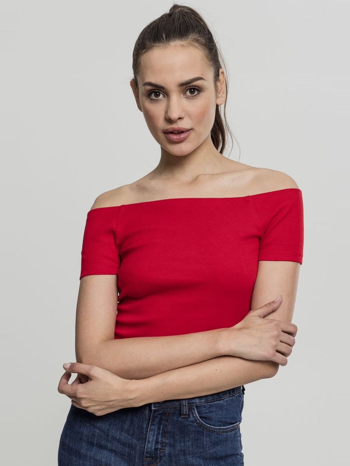 Γυναικείο T-Shirt TB1500 Urban Classics με Ανοιχτούς Ώμους Fire Red