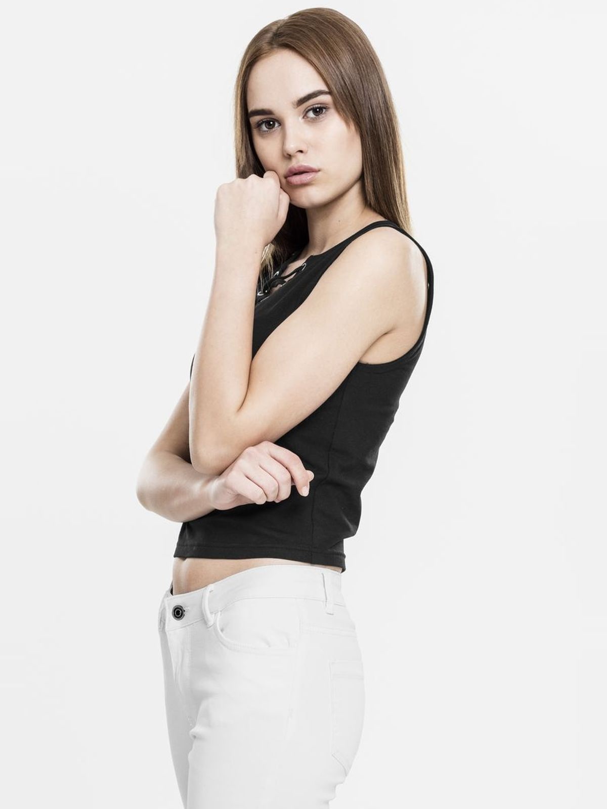 Γυναικείο top Cropped με κορδόνια Urban Classics TB1631 Black