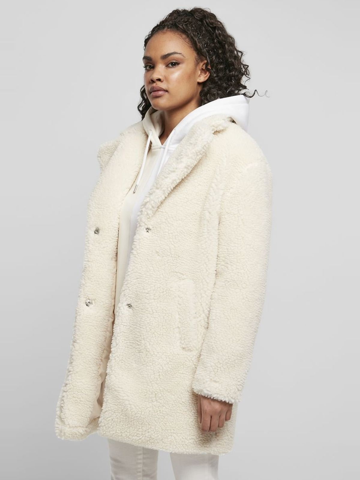 Γυναικείο Oversized Sherpa Παλτό TB3058 Urban Classics White Sand
