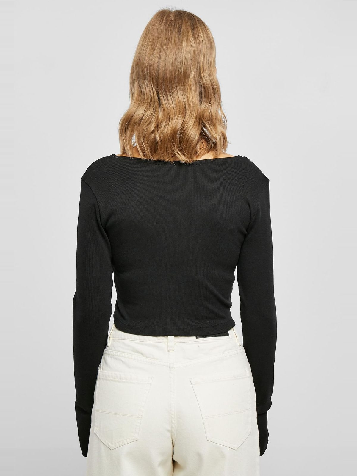Ladies Short Rib Corsage Longsleeve Urban Classics TB5480-00007 black