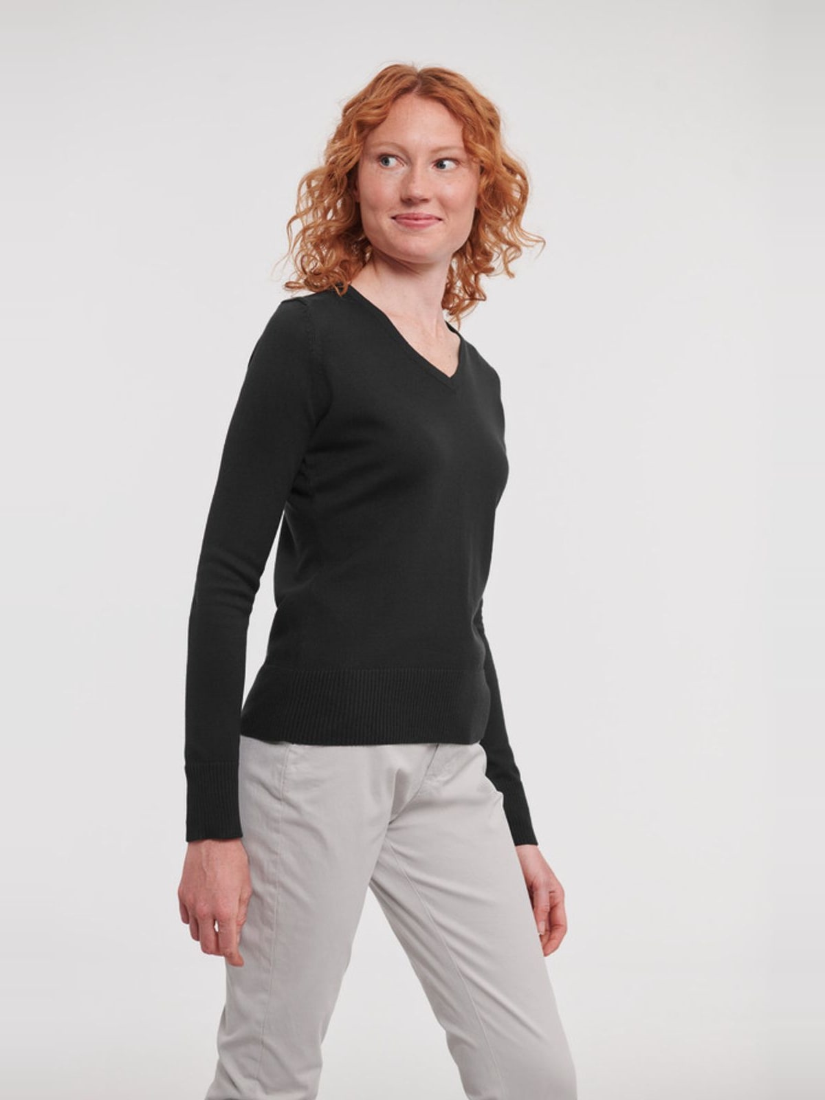 Γυναικείο Πλεκτό Πουλόβερ R-710F-0 Russell V-Neck Black