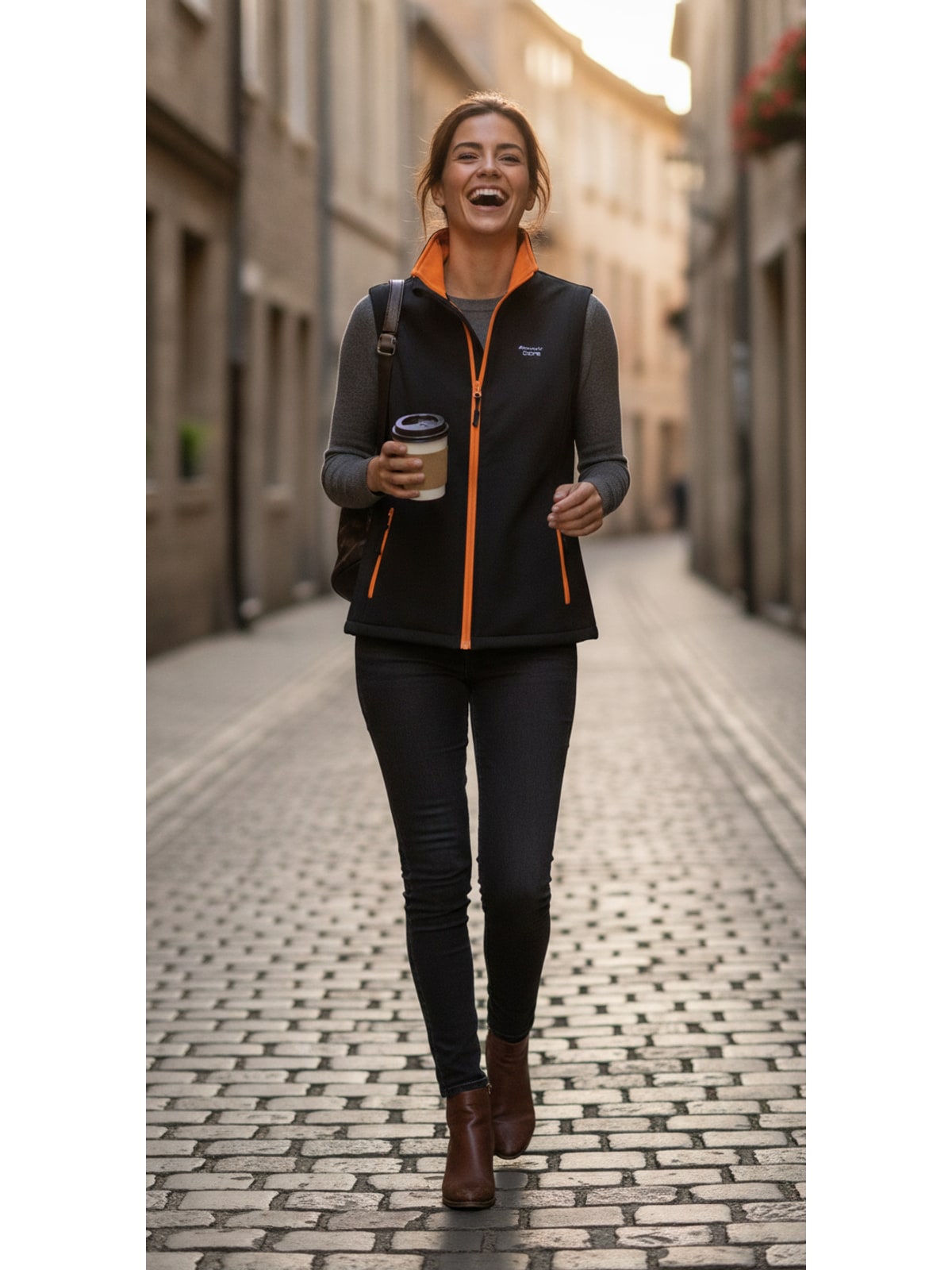 Γυναικείο Αμάνικο Μπουφάν Softshell R232F Result Core Black/Orange