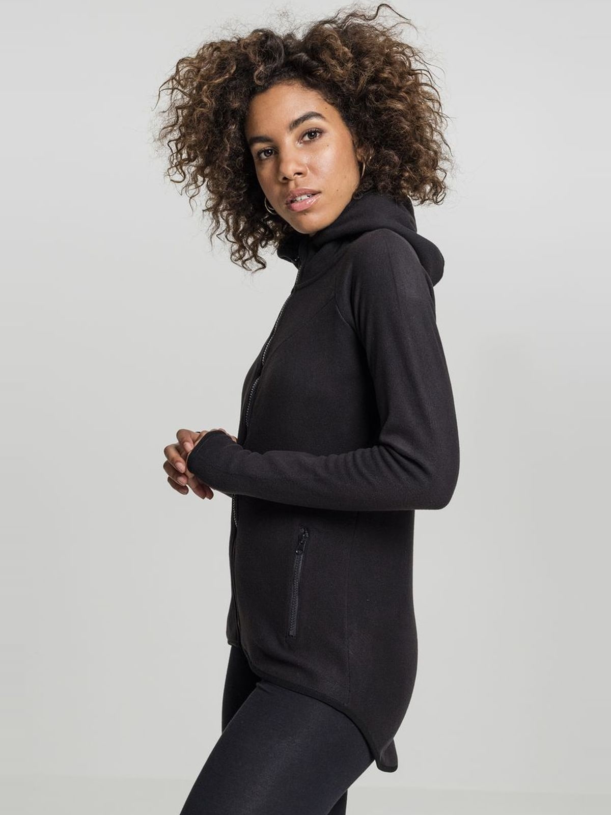 Γυναικείο Φούτερ Hoodie TB1728 Urban Classics Polar Fleece Zip Black