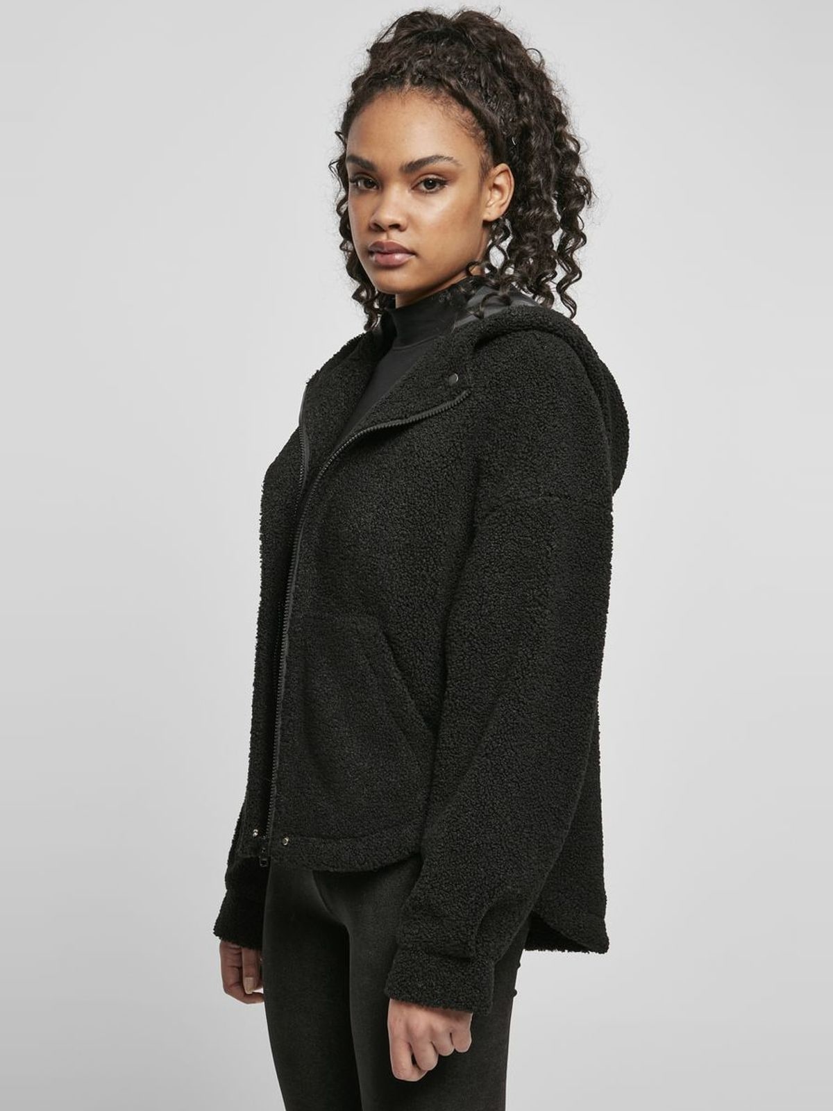 Γυναικείο Κοντό Μπουφάν Sherpa TB4545 Urban Classics Black