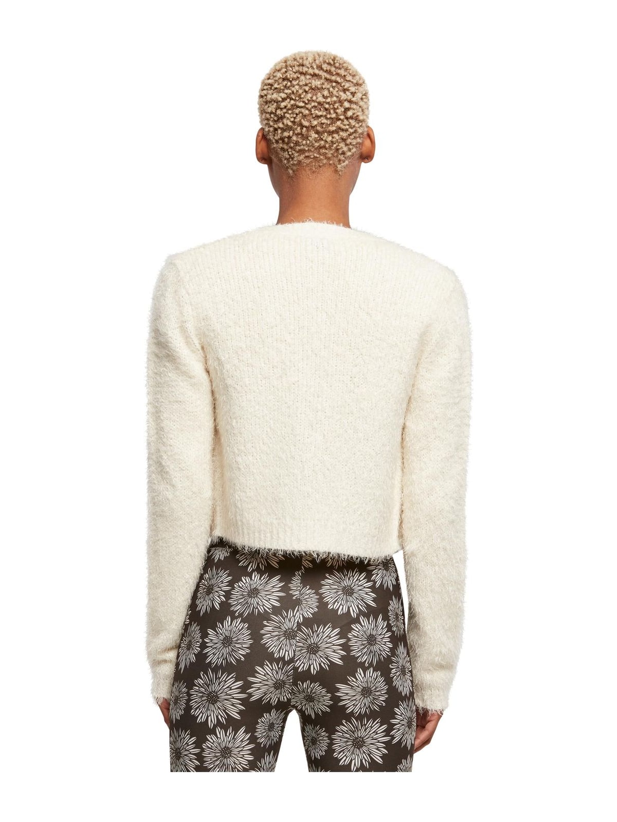 Ladies Cropped Feather Cardigan Urban Classics TB5440-02903 whitesand