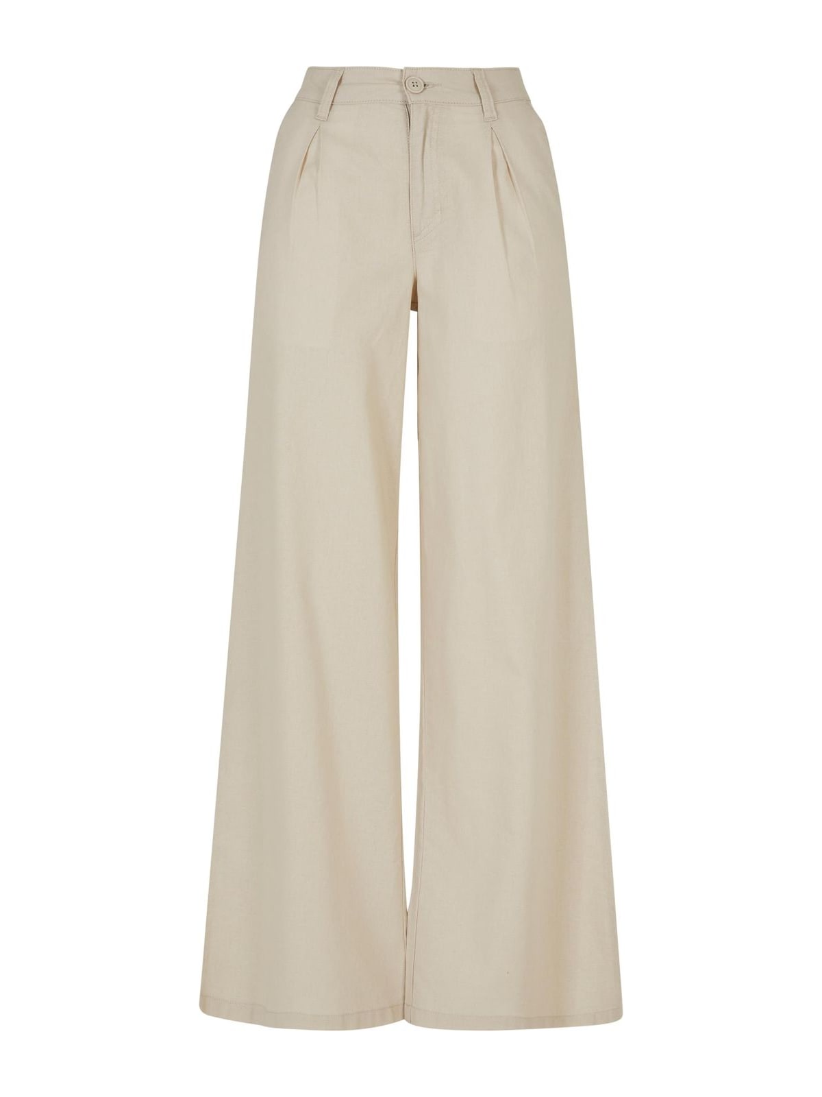 Ladies High Linen Mixed Wide Leg Pants Urban Classics TB5991-03680 softseagrass