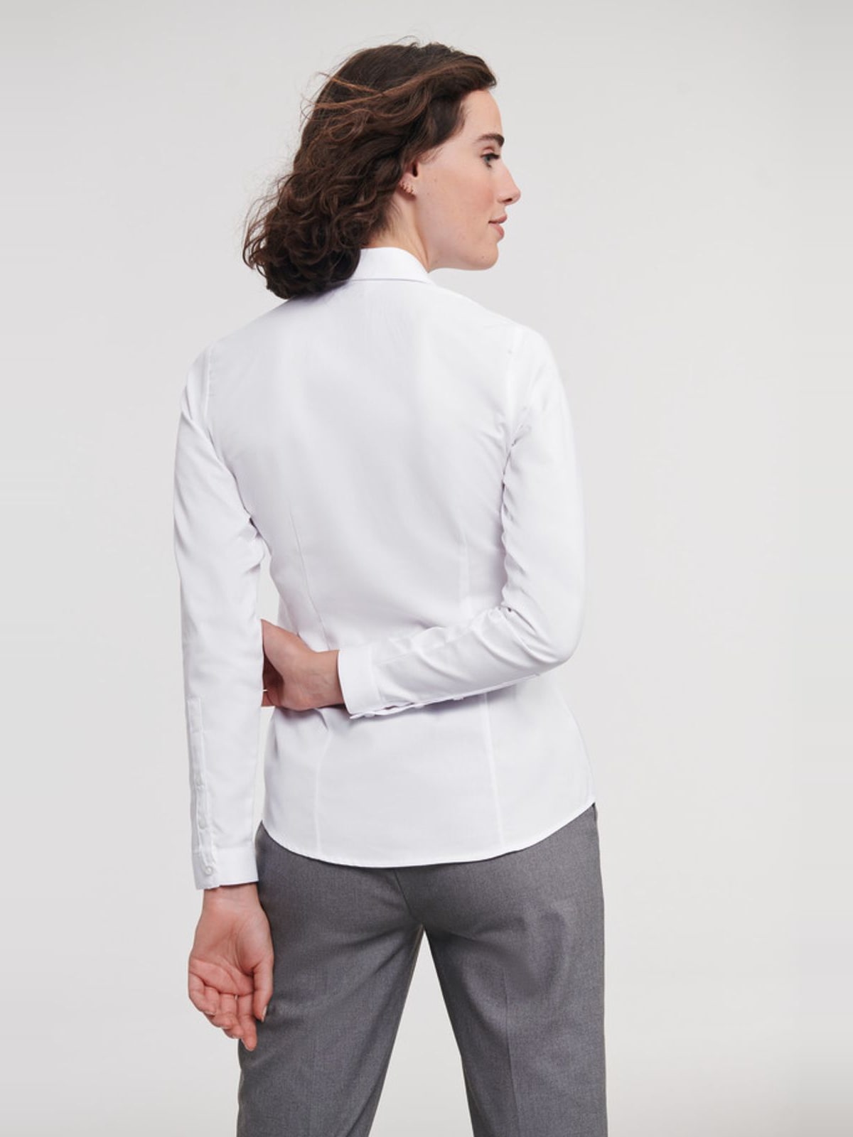 Γυναικείο Μακρυμάνικο Πουκάμισο Russell R-962F-0 Herringbone Shirt White