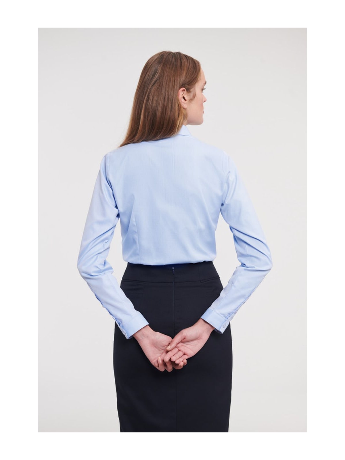 Γυναικείο Μακρυμάνικο Πουκάμισο Russell R-962F-0 Herringbone Shirt Light Blue
