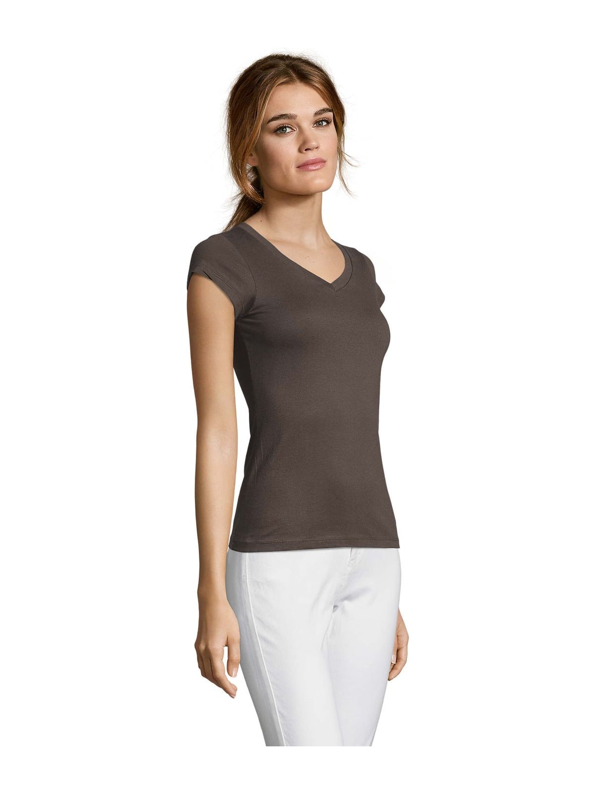 Γυναικείο T-shirt με Λαιμόκοψη V 11388 SOL'S Moon Dark Grey