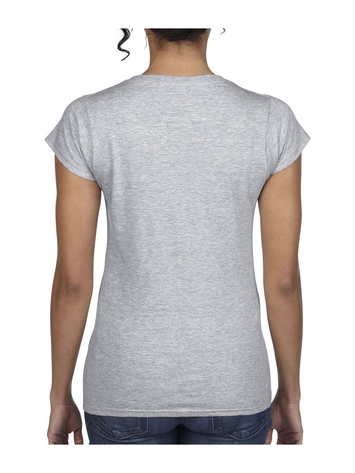 Γυναικείο T-Shirt με V-Neck 64V00L Gildan Softstyle Sport Grey