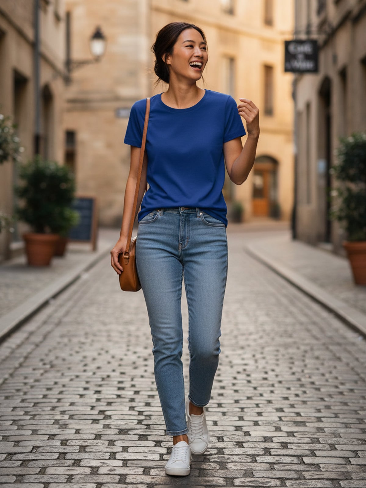 Γυναικείο T-Shirt R-108F-0 Russell Organic White Bright Royal