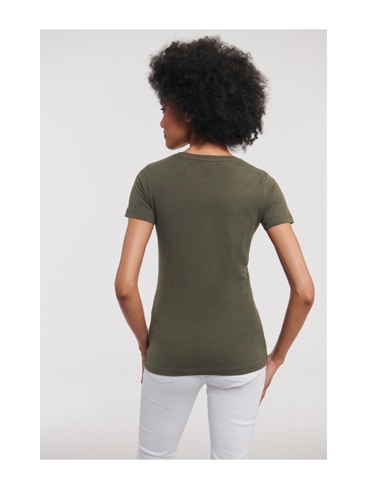 Γυναικείο T-Shirt R-108F-0 Russell Organic White Dark Olive