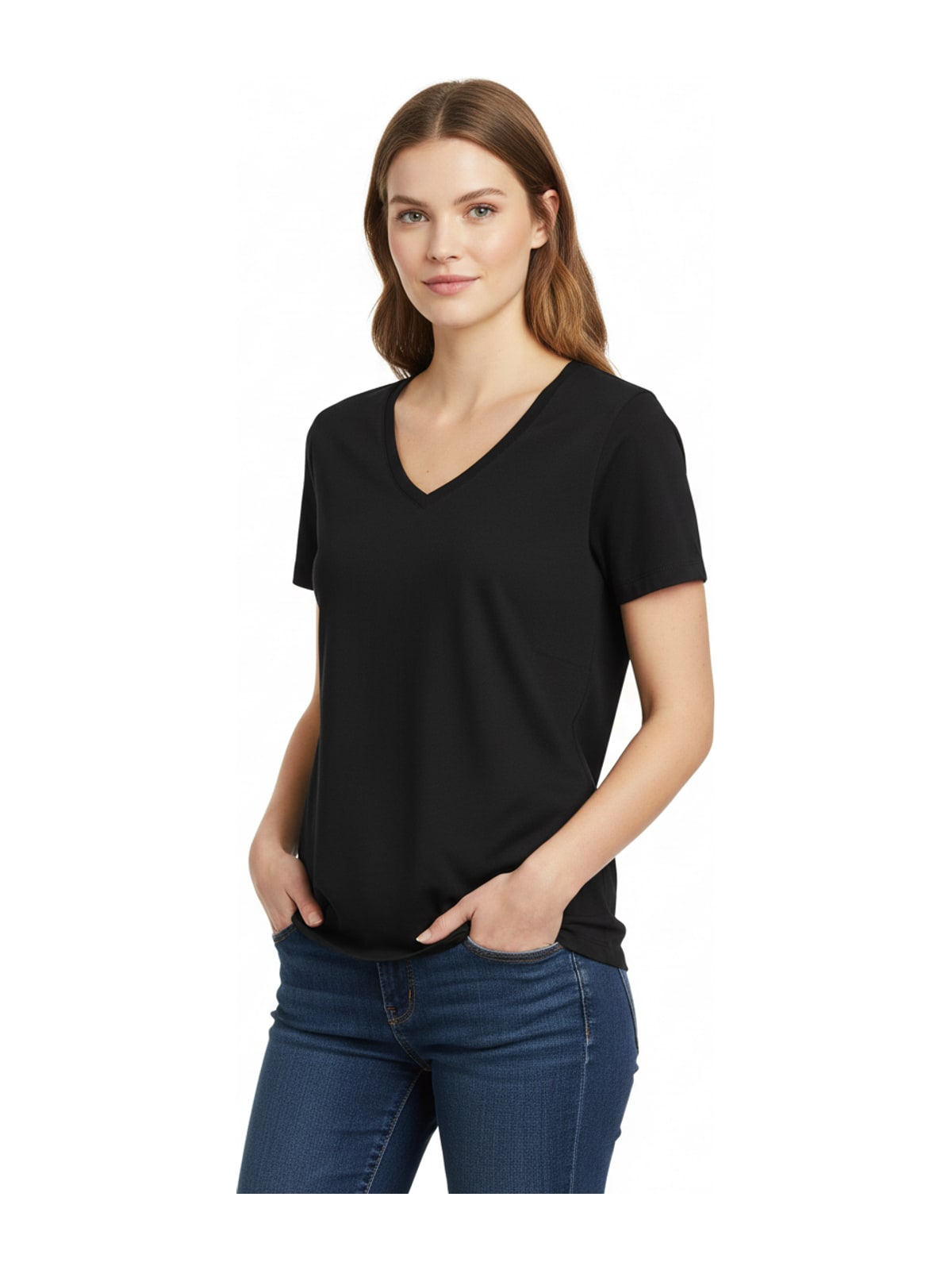 Γυναικείο T-Shirt TW045 B&C Organics Organic V-Neck Black