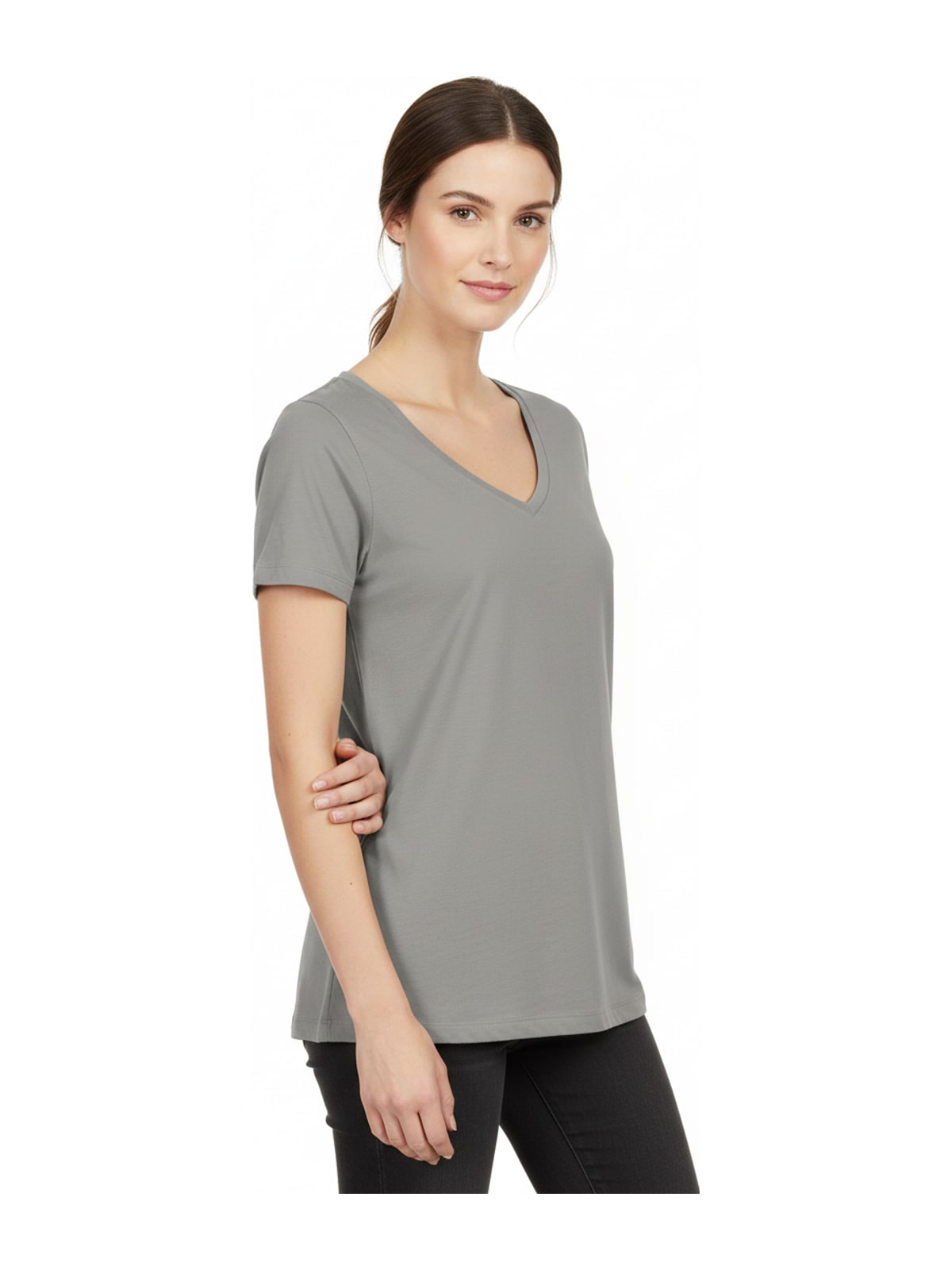 Γυναικείο T-Shirt TW045 B&C Organics Organic V-Neck Light Grey