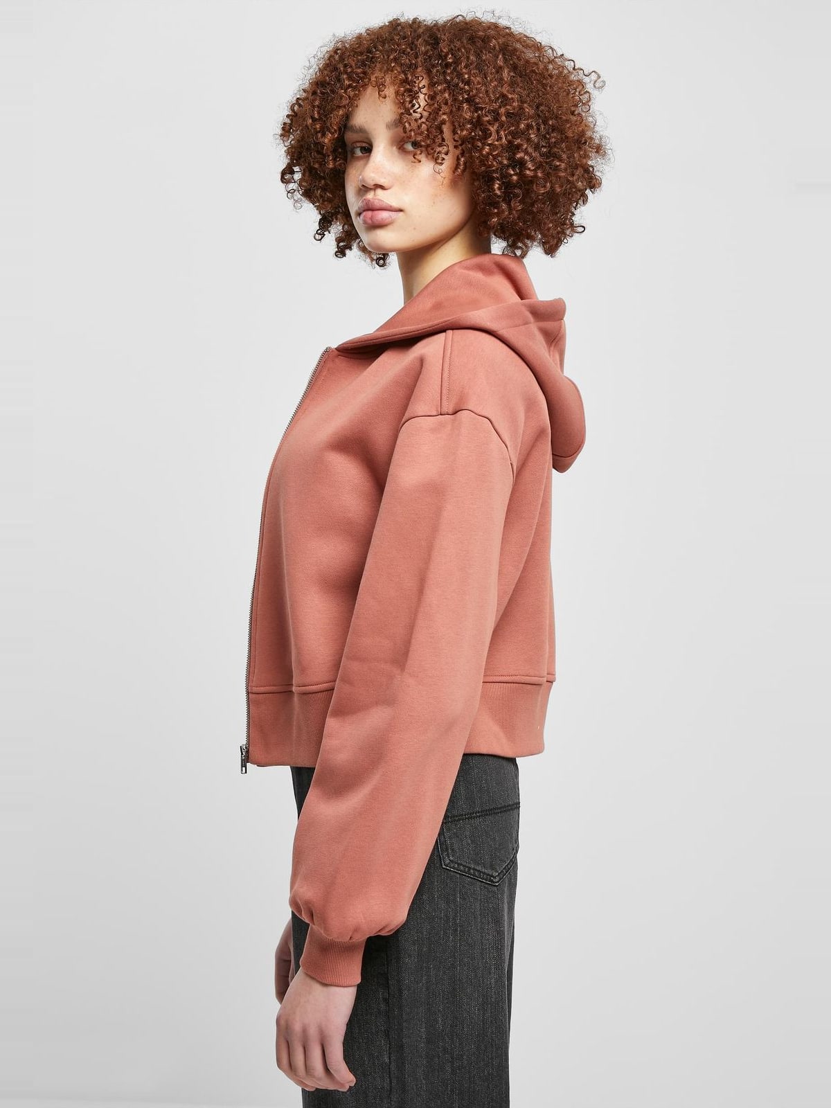 Γυναικείο Κοντό Oversized Ζακέτα με Φερμουάρ TB4766 Urban Classics Curvy Terracotta