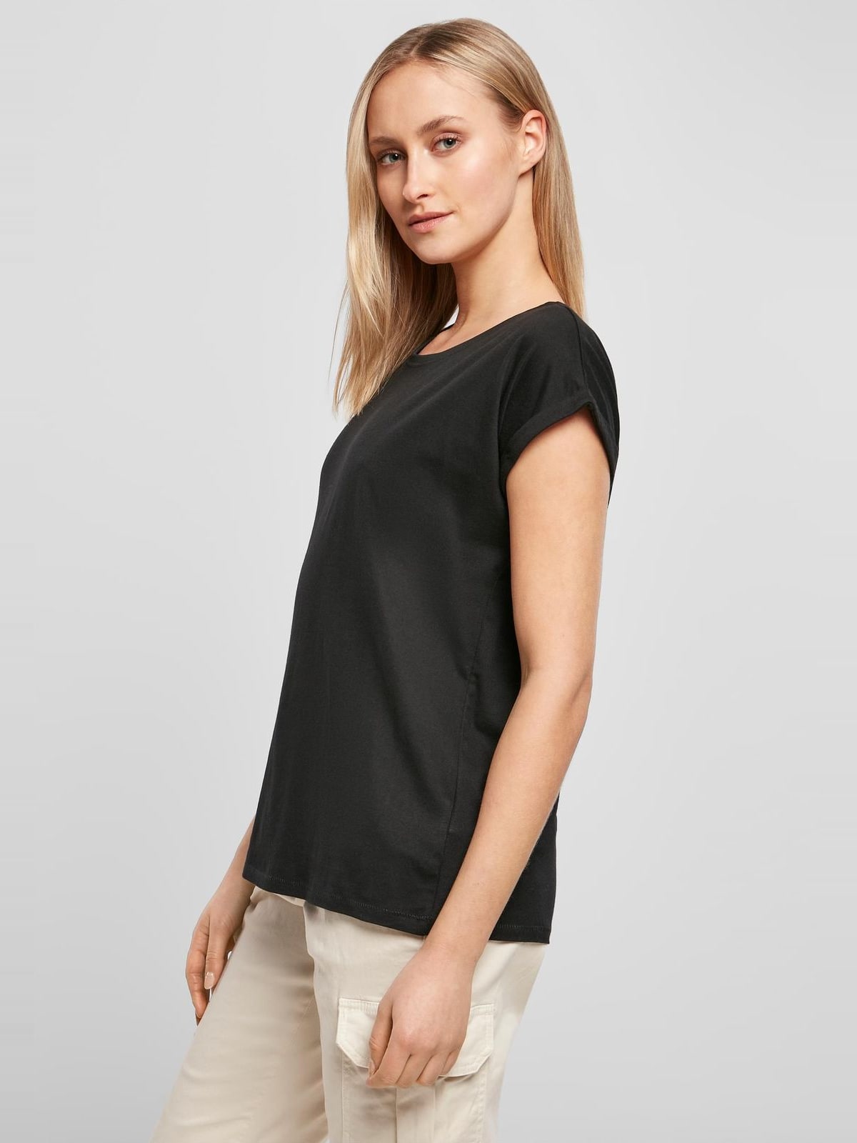Γυναικείο T-Shirt BY021-00007 Build Your Brand Ladies Extended Shoulder Tee Black