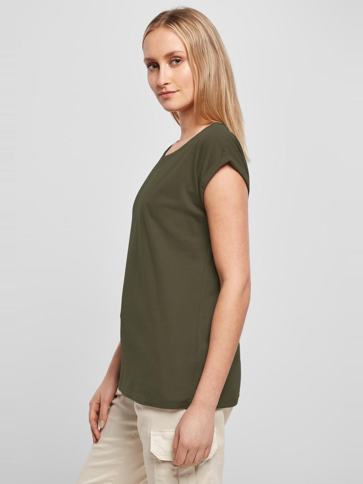 Γυναικείο T-Shirt BY021 Build Your Brand Ladies Extended Shoulder Tee Black Olive