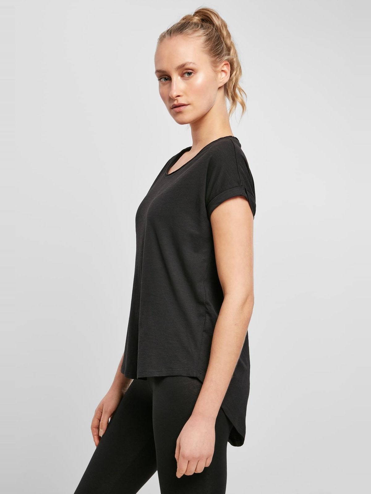 Γυναικείο T-Shirt Ladies Long Slub BY036 Build Your Brand Black