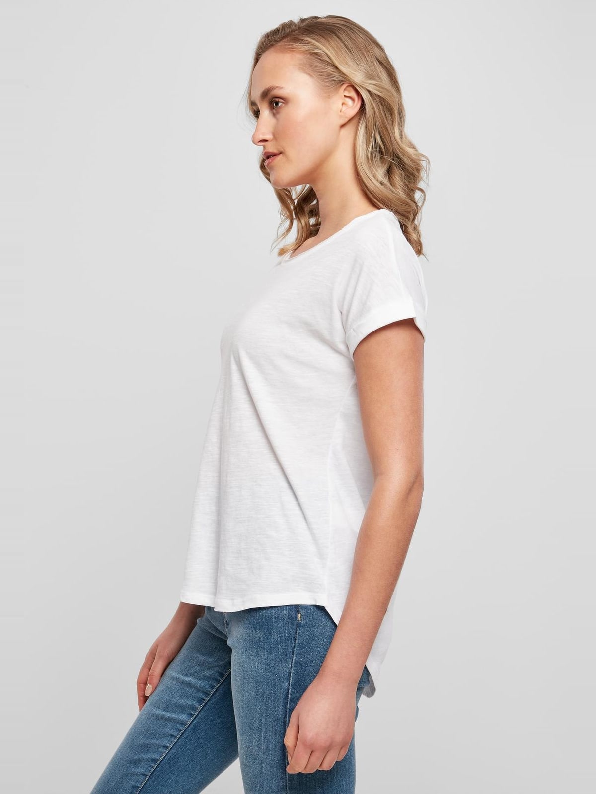 Γυναικείο T-Shirt Long Slub BY036 Build Your Brand White