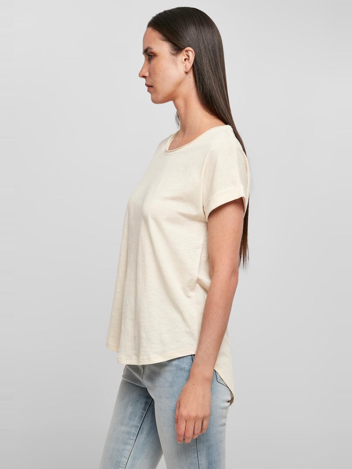 Γυναικείο T-Shirt Ladies Long Slub BY036 Build Your Brand White Sand Whitesand