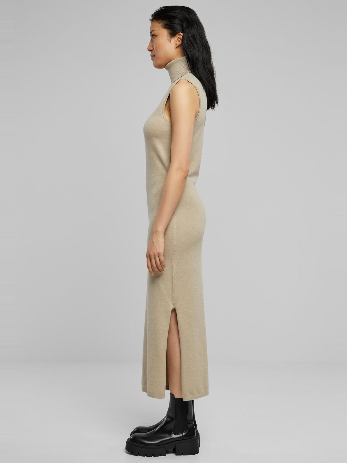 Ladies Knitted Eco Viscose Turtleneck Dress Urban Classics TB6094-04732 wetsand