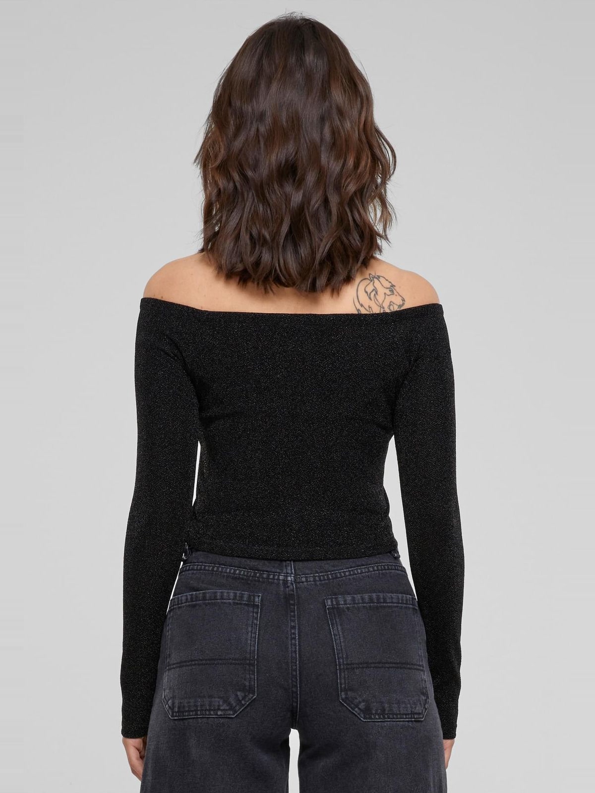 Γυναικεία Μακρυμάνικη Μπλούζα Off Shoulder Glitter TB6125-00007 Urban Classics Black