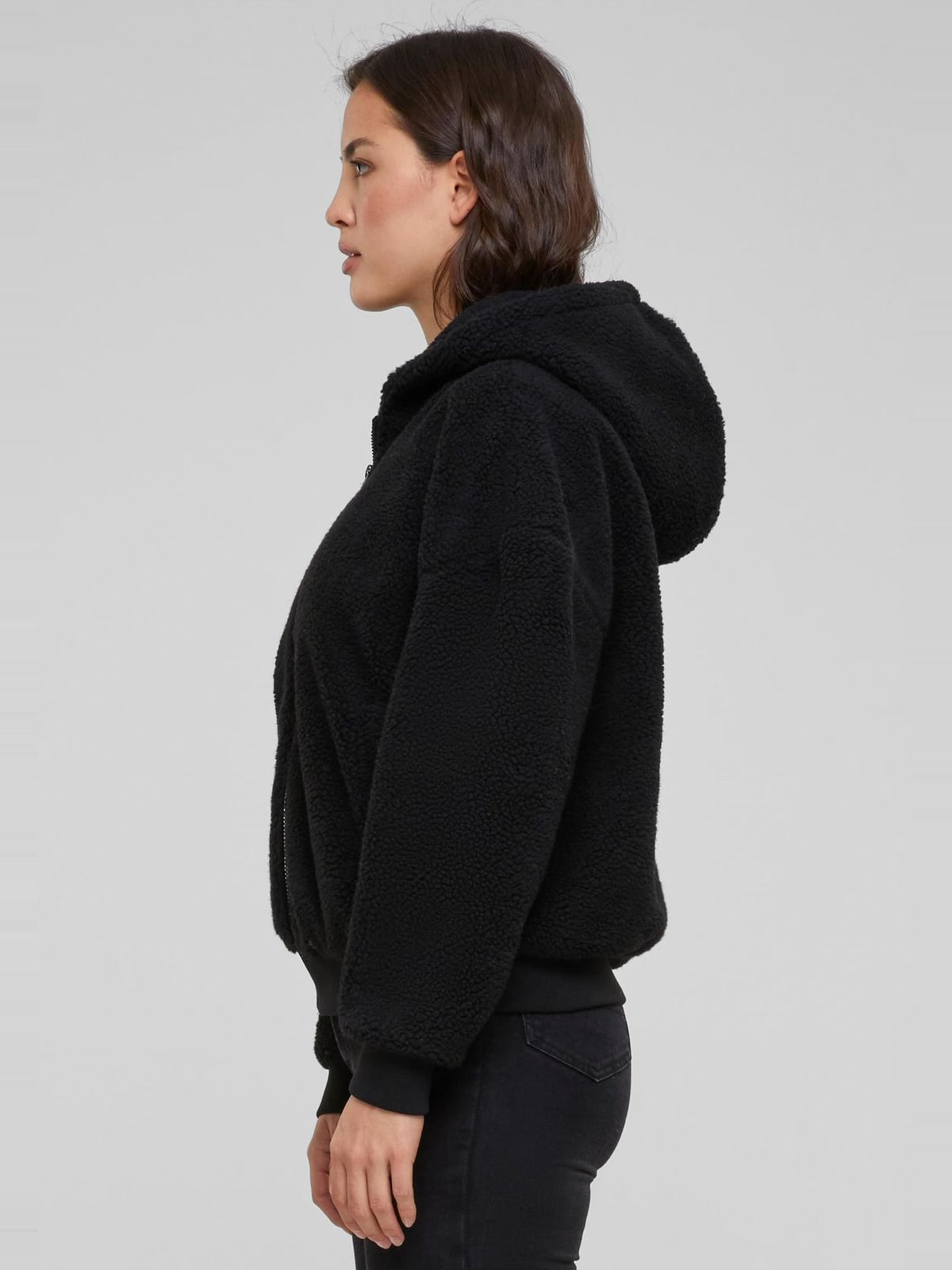 Ladies Oversized Sherpa Zip Hoody Urban Classics TB6133-00007 black