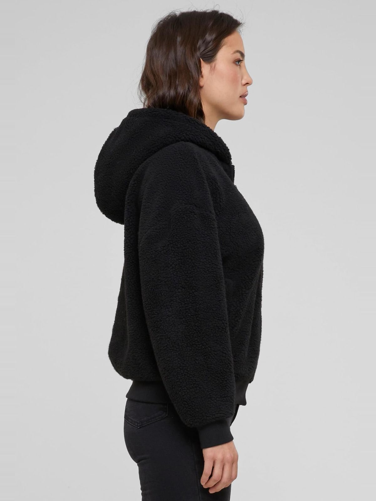 Ladies Oversized Sherpa Zip Hoody Urban Classics TB6133-00007 black