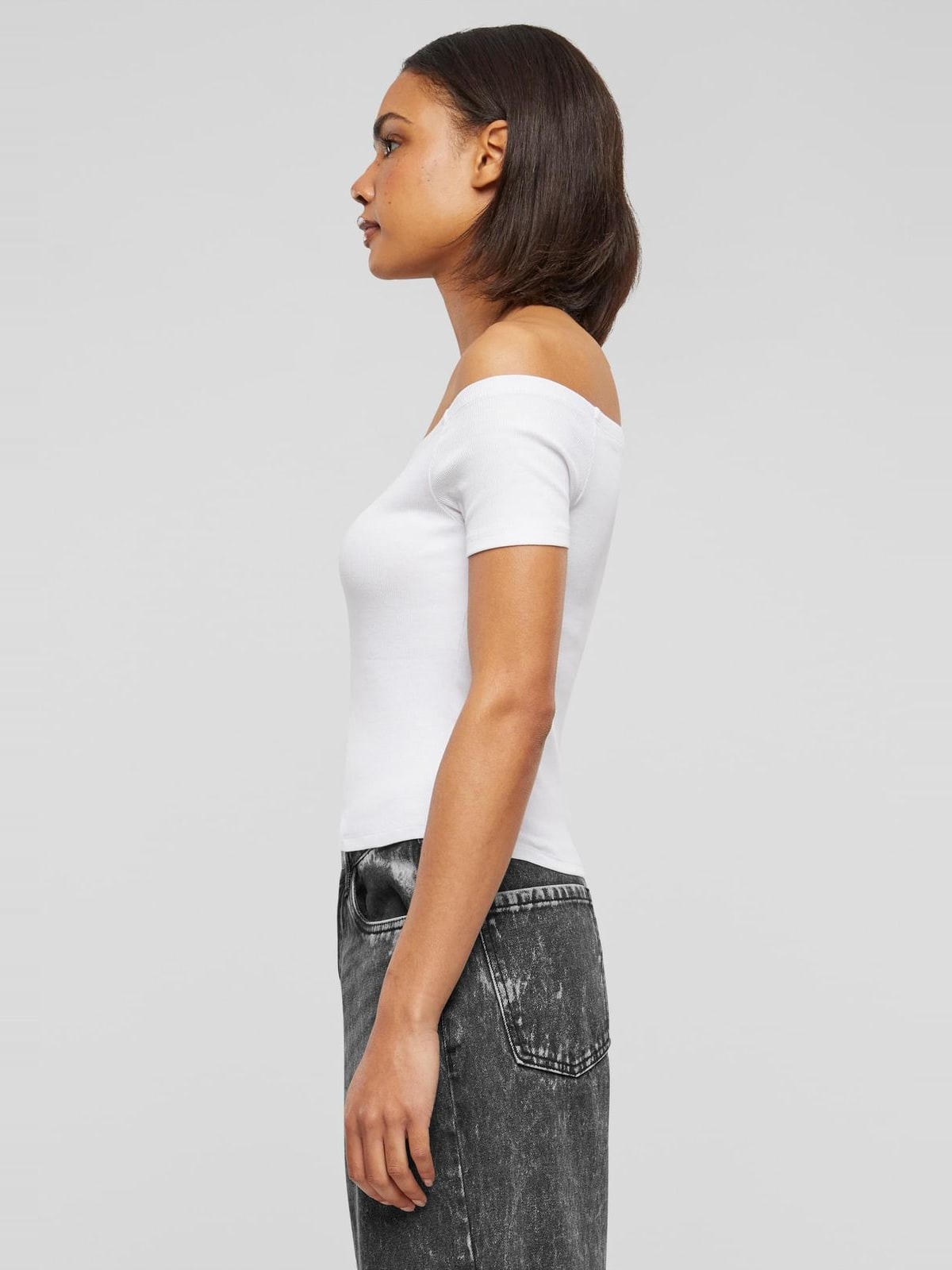 Γυναικείο Organic Off Shoulder Rib T-Shirt TB6184-00220 Urban Classics White