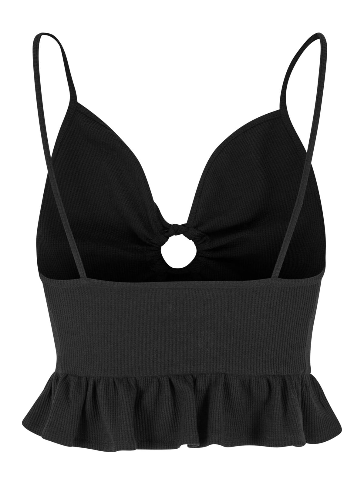 Ladies Waffle Pique Ruffle Top Urban Classics TB6871-00007 black